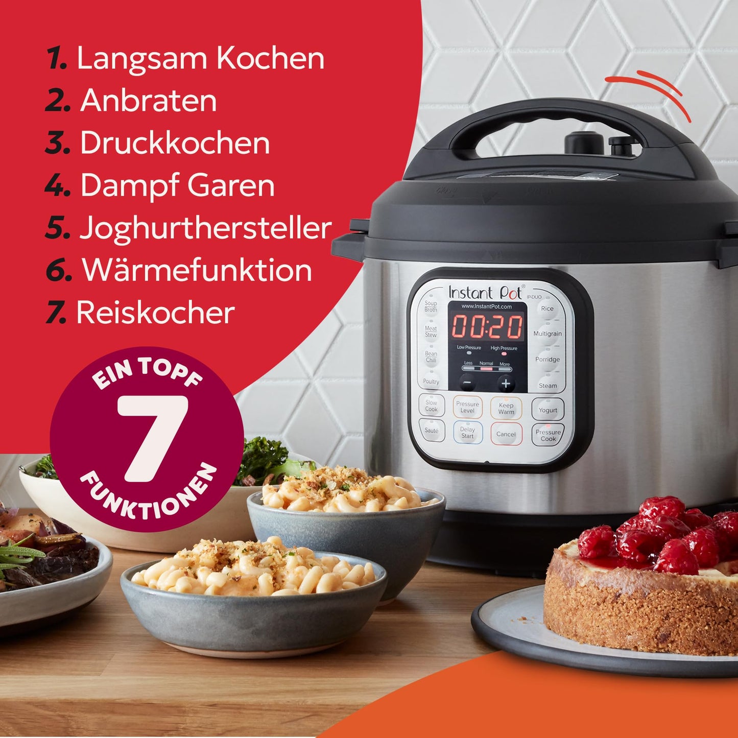 “7-in-1 Multifunktionskocher 5,7 L – Edelstahl, Schnellkochen & Dampfgaren”